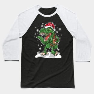 Dinosaur Christmas T Rex Lover Santa Claus Baseball T-Shirt